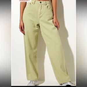 Motel Rocks Parallel 90’s Wide Leg Sage Green Jeans- Size Small/ 6